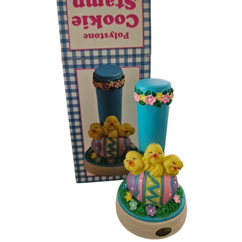 NIB Vintage Happy Easter Polystone Cookie Stamp Press, Brand New!!